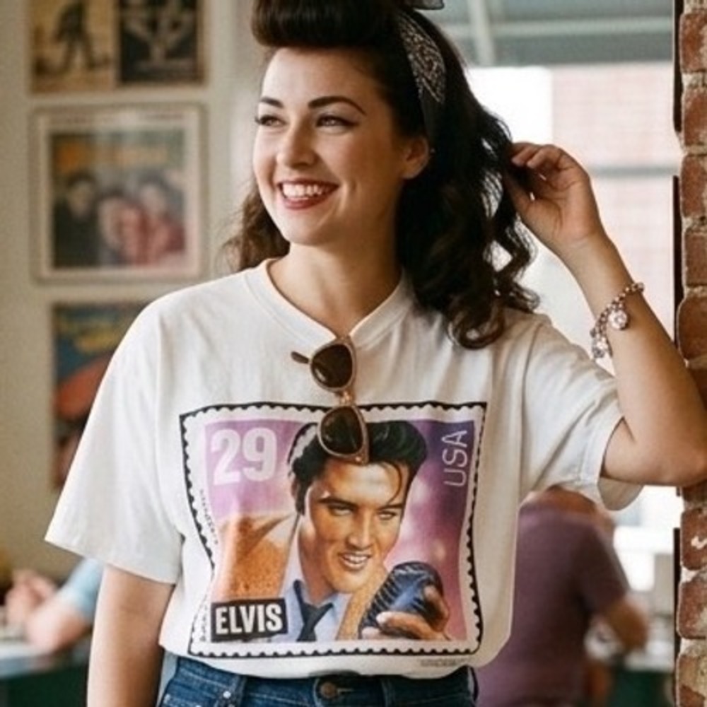 Vintage 1992 Elvis Presley Stamp T Shirt Fun Tees White XXL Single Stitch USA
